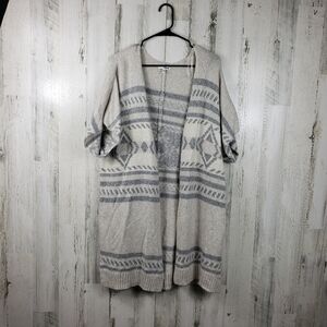 Sonoma gray, cream short sleeve soft cardigan women's plus size 1X